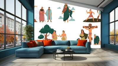 Christ Bible Story Color Icon Set Wall mural