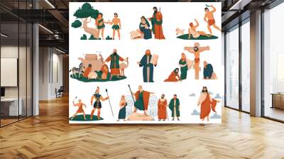 Christ Bible Story Icon Set Wall mural