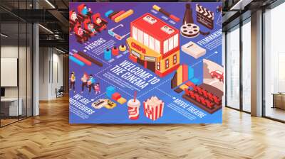 Cinema Life Isometric Flowchart Wall mural