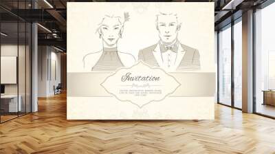 Classical wedding invitation card Wall mural