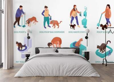 Cleaning Pets Poop Composition Set Wall mural