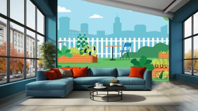 Community Garden Flat Composition Wall mural