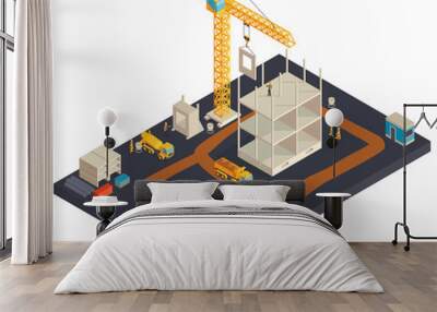 Construction Site Isometric Composition Wall mural