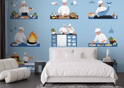 Cooks Color Icon Set Wall mural