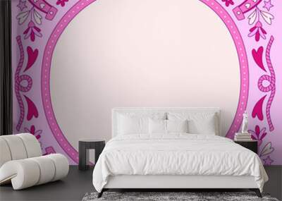 Cowgirl frame template in flat design Wall mural