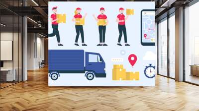 Delivery service set Wall mural