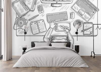 Designer Workplace Sketch Wall mural