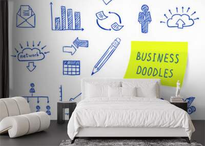 Doodle business set Wall mural