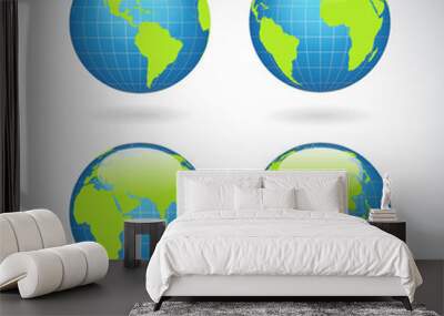 Earth globe icons set Wall mural