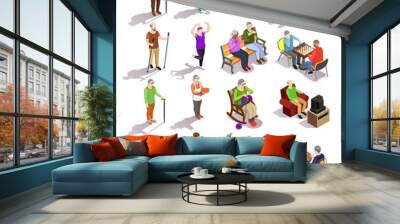 Elderly People Isometric Set Wall mural