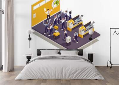 Employees Rights Protection Isometric Composition  Wall mural