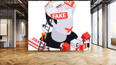 Fake News Head Composition Wall mural