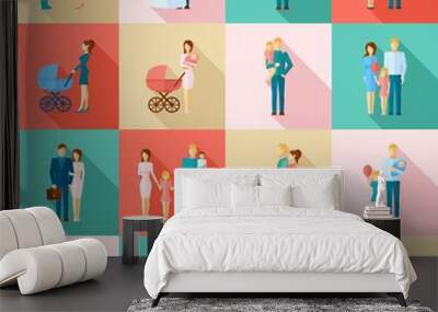 Family Icons Set Wall mural