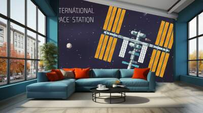 Flat Orbital International Space Station Illustration Wall mural