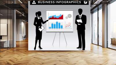 flipchart presentation template with business people Wall mural