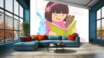 Girl reading book Wall mural