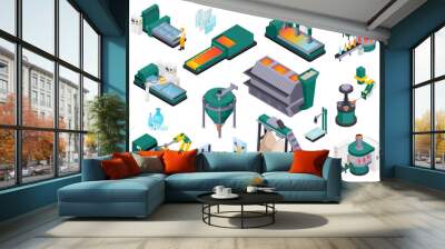 Glass Production Isometric Collection Wall mural