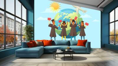 Global Education Graduation Background Wall mural