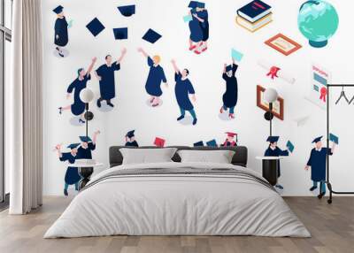 Graduating Students Icons Set Wall mural