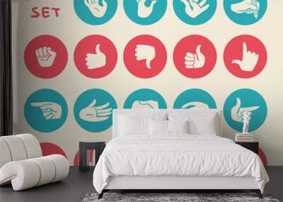 Hands gestures flat icons set Wall mural