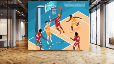 Isometric Basketball Illustration Wall mural