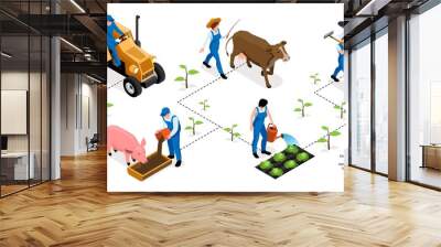 Isometric Farmer Horizontal Infographics Wall mural