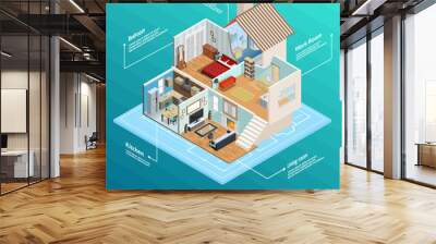 Isometric House Profile Concept Wall mural