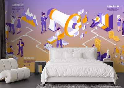 Isometric Marketing Strategy Infographics Wall mural