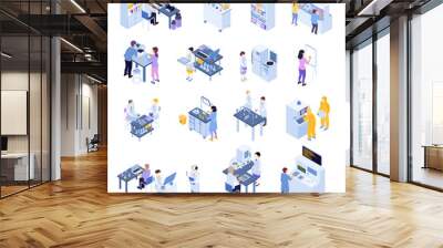 Isometric Scientific Laboratory Icon Set Wall mural