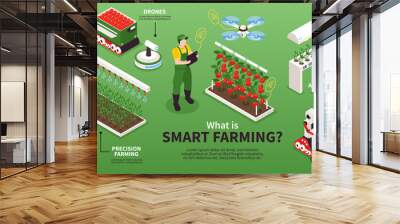 Isometric Smart Farm Infographics Wall mural