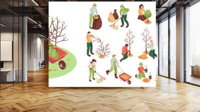 Isometric Spring Gardening Icon Set Wall mural