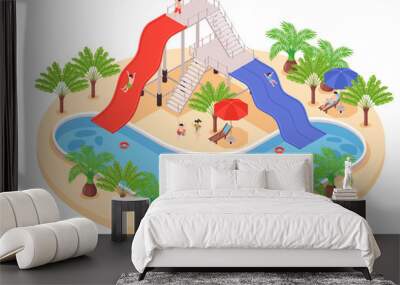 Isometric Water Slide Composition Wall mural