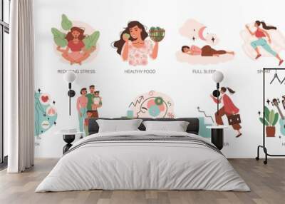 Life Balance Isolated Icons Wall mural