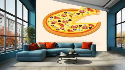 Meat cheese pizza symbol Wall mural