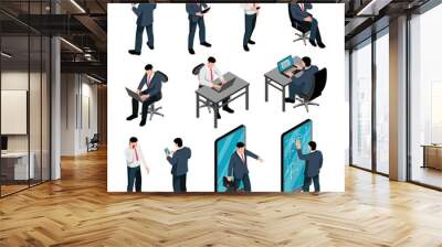 Men With Device Isometric Set  Wall mural