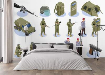 Military Special Forces Isometric Icons Wall mural