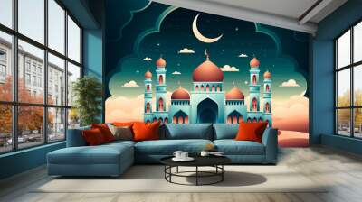 Mosque illustration in gradient style Wall mural