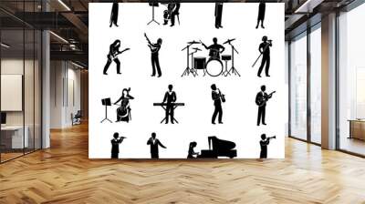 Musicians Icons Black Wall mural