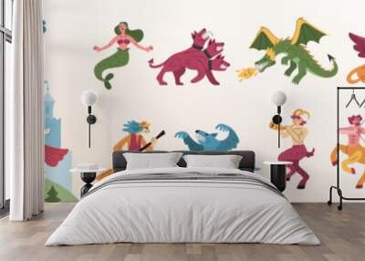 Mythical Creatures Flat Set Wall mural