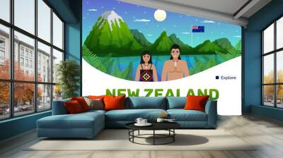 New Zealand Tours Composition Wall mural