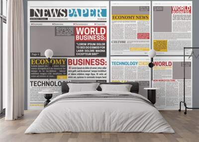 Newspaper Online Template Realistic Poster Wall mural