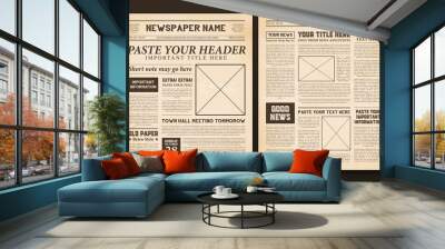 Newspaper Pages Template Vintage Wall mural