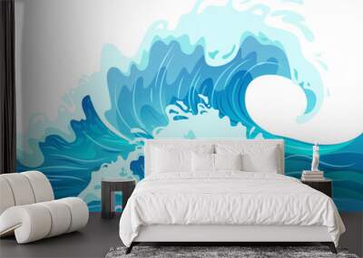 Ocean Wave Illustration Wall mural