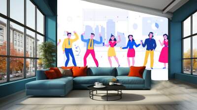 Office Party Illustration Wall mural