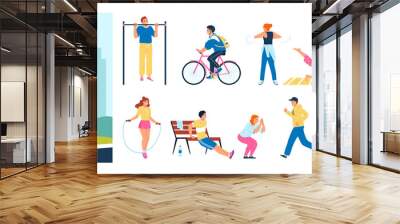 Outdoor training hand drawn cartoon icons and illustration set Wall mural