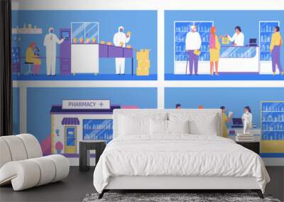 Pharmacy Flat Color Compositions Wall mural