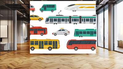 Public Transport Color Icon Set Wall mural