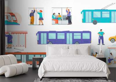 Public Transport Flat Set Wall mural