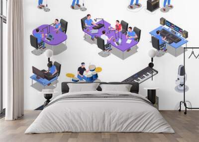 Radio Studio Icons Set Wall mural