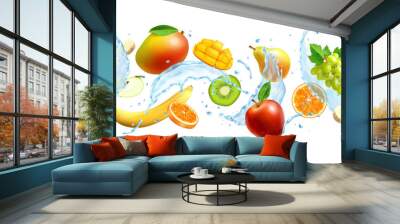 Realistic Horizontal Fruits Background Wall mural